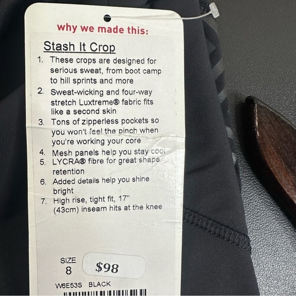 Lululemon Stash It Crop high rise leggings Black size 8 - Picture 3 of 4